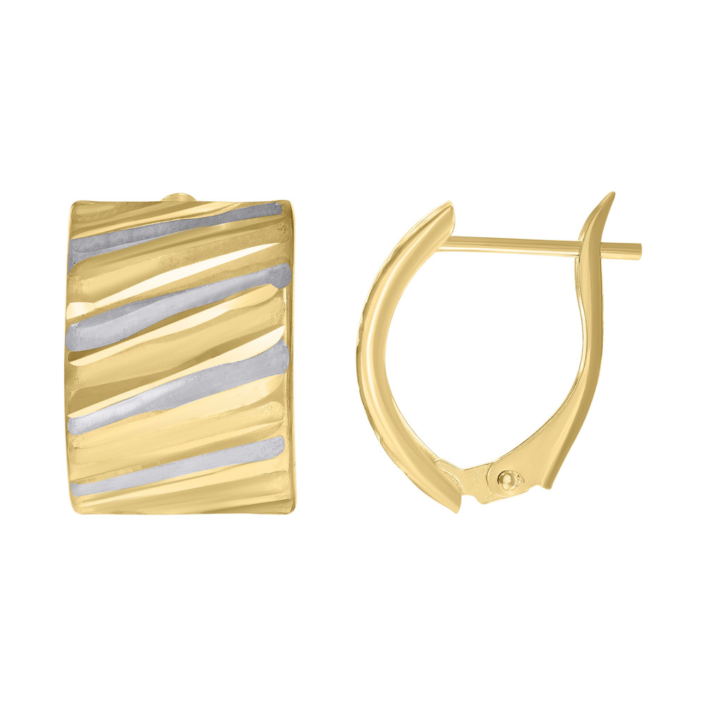 10kt 10k Two-tone Gold Womens Diamond-Cut Fashion Latch Back Earrings